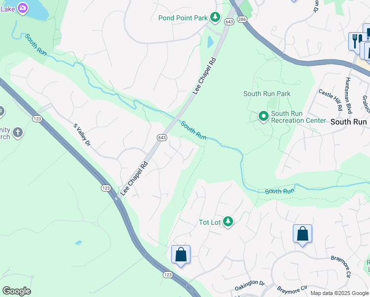 map of restaurants, bars, coffee shops, grocery stores, and more near 7805 Preakness Lane in Fairfax Station