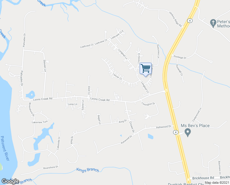 map of restaurants, bars, coffee shops, grocery stores, and more near 3403 Lyons Creek Rd in Dunkirk