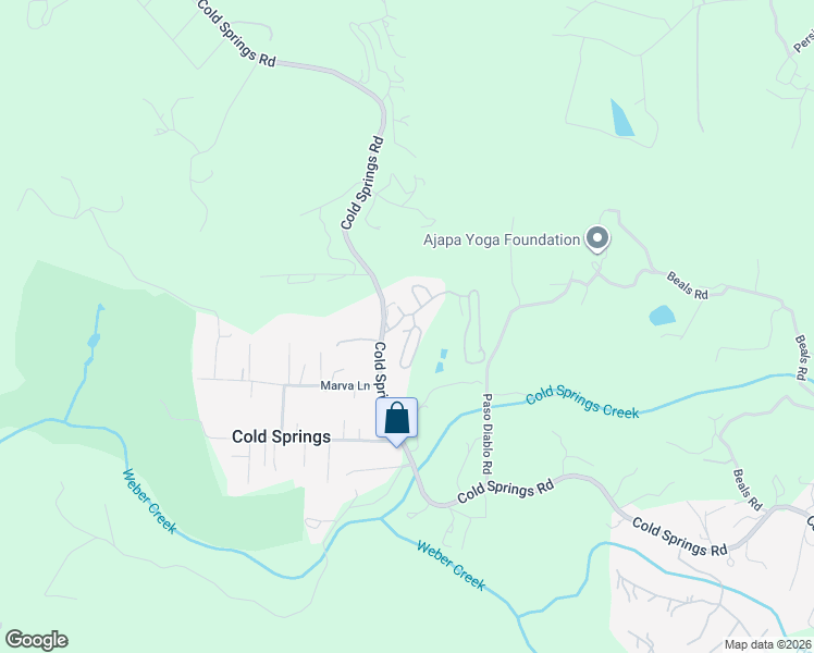 map of restaurants, bars, coffee shops, grocery stores, and more near 1525 Cold Springs Road in Placerville
