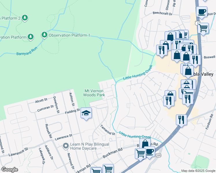 map of restaurants, bars, coffee shops, grocery stores, and more near 7928 Casa Grande Place in Alexandria