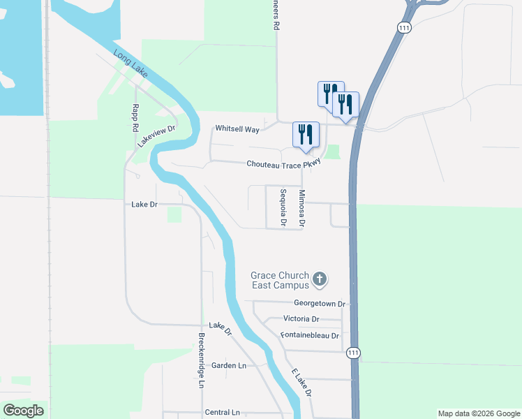 map of restaurants, bars, coffee shops, grocery stores, and more near 4918 Driftwood Drive in Granite City