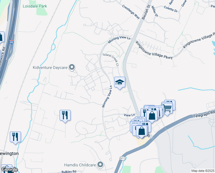 map of restaurants, bars, coffee shops, grocery stores, and more near 6504 Tassia Drive in Alexandria