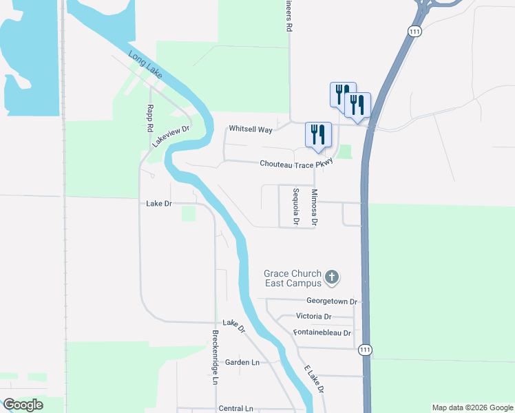 map of restaurants, bars, coffee shops, grocery stores, and more near 139 Catalpa Drive in Pontoon Beach