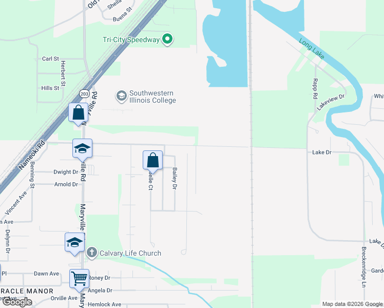 map of restaurants, bars, coffee shops, grocery stores, and more near 4864 Brittany Court in Granite City