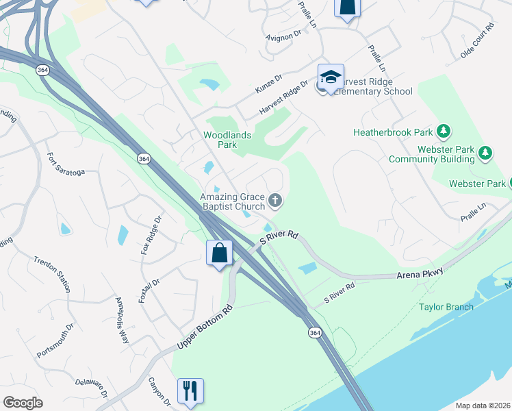 map of restaurants, bars, coffee shops, grocery stores, and more near 138 Tuscany Trace Drive in Saint Charles