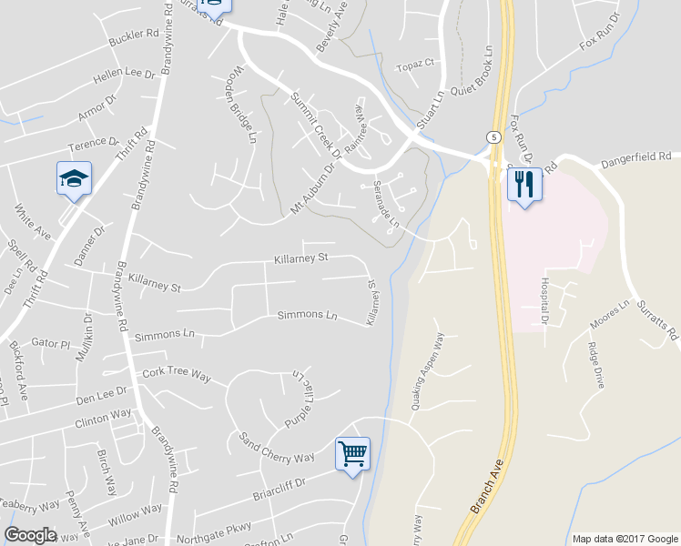 map of restaurants, bars, coffee shops, grocery stores, and more near 6910 Dunnigan Drive in Clinton