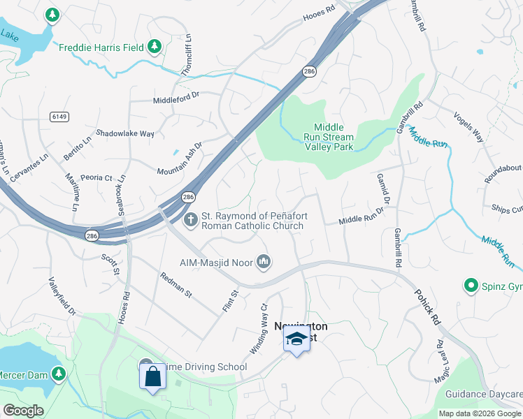 map of restaurants, bars, coffee shops, grocery stores, and more near 7729 Silver Sage Court in Springfield
