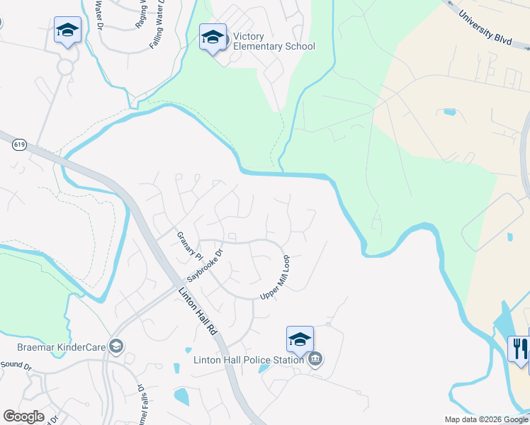 map of restaurants, bars, coffee shops, grocery stores, and more near 12000 Thornbrooke Court in Bristow