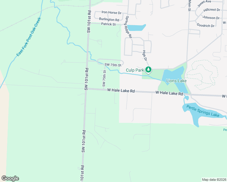 map of restaurants, bars, coffee shops, grocery stores, and more near 80 SW 100th Rd in Warrensburg