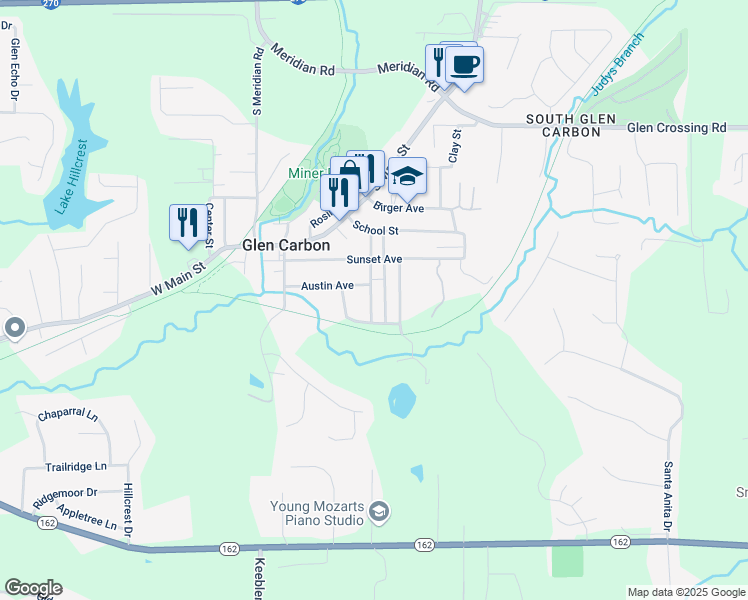 map of restaurants, bars, coffee shops, grocery stores, and more near 233 Summit Avenue in Glen Carbon
