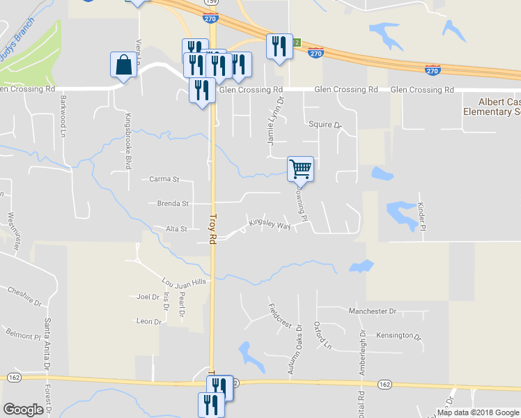 map of restaurants, bars, coffee shops, grocery stores, and more near 13 Saffrin Hill Court in Glen Carbon