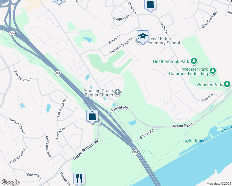 map of restaurants, bars, coffee shops, grocery stores, and more near 110 Tuscany Trace Drive in St. Charles