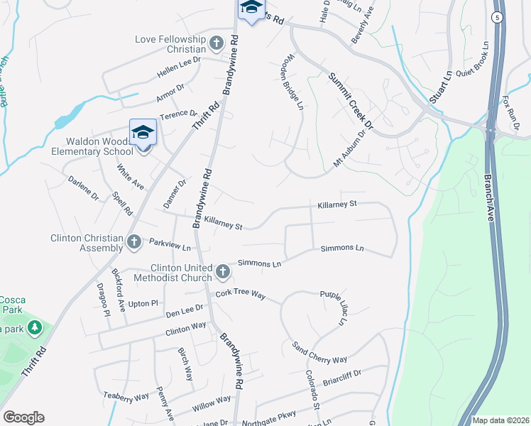 map of restaurants, bars, coffee shops, grocery stores, and more near 6600 Killarney Street in Clinton