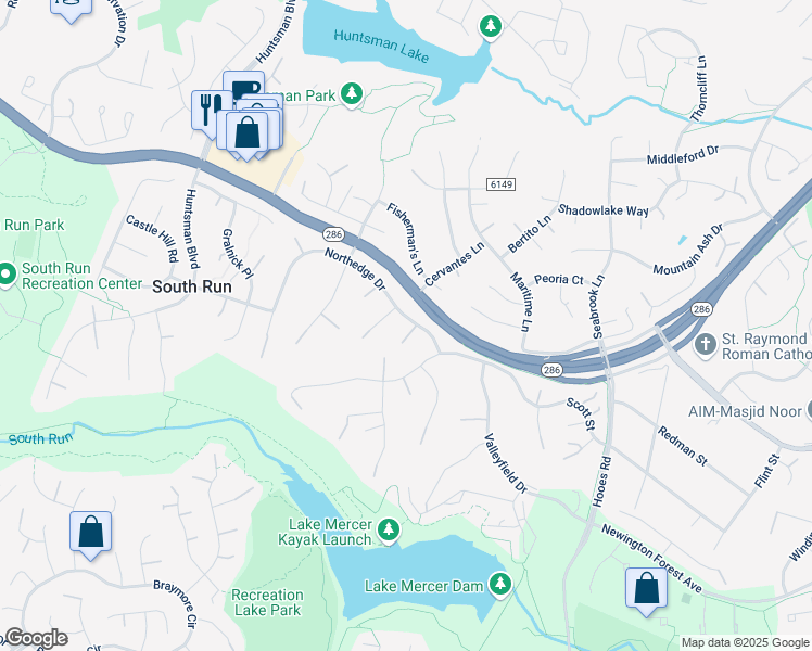 map of restaurants, bars, coffee shops, grocery stores, and more near 9067 Northedge Drive in Springfield