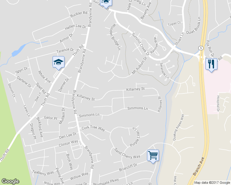 map of restaurants, bars, coffee shops, grocery stores, and more near 6701 Killarney Street in Clinton