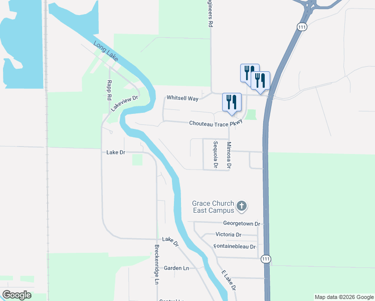 map of restaurants, bars, coffee shops, grocery stores, and more near 139 Catalpa Drive in Pontoon Beach