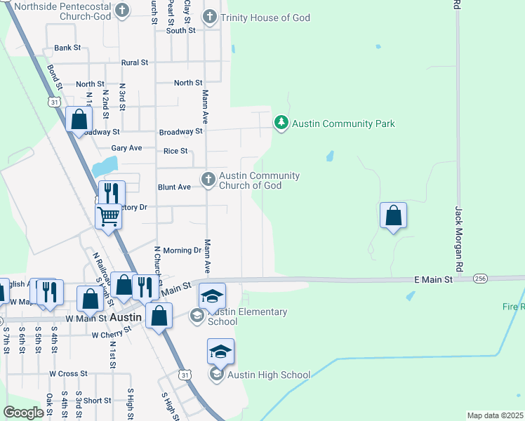 map of restaurants, bars, coffee shops, grocery stores, and more near 235 Audrey Lane in Austin