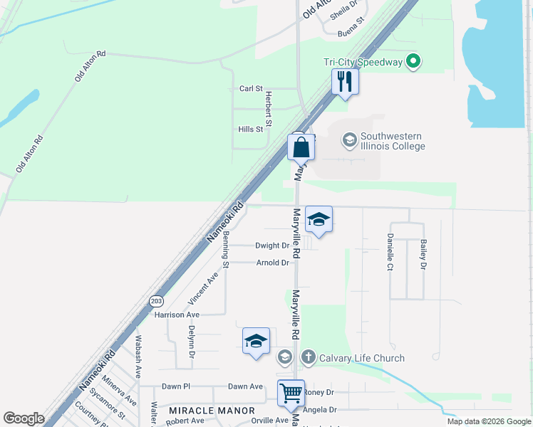 map of restaurants, bars, coffee shops, grocery stores, and more near 2336 Morrison Road in Granite City