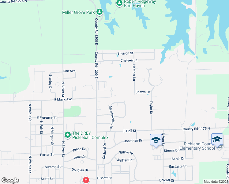 map of restaurants, bars, coffee shops, grocery stores, and more near West Mack Street in Olney