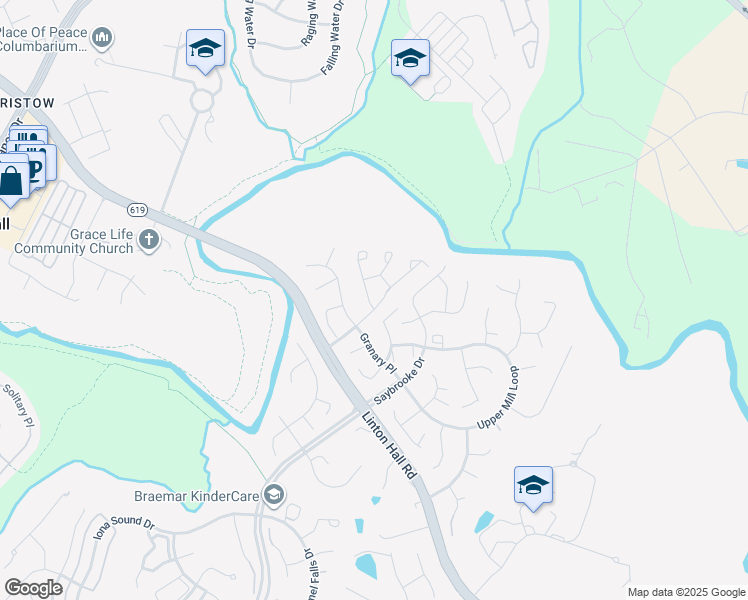 map of restaurants, bars, coffee shops, grocery stores, and more near 9713 Bedder Stone Place in Bristow