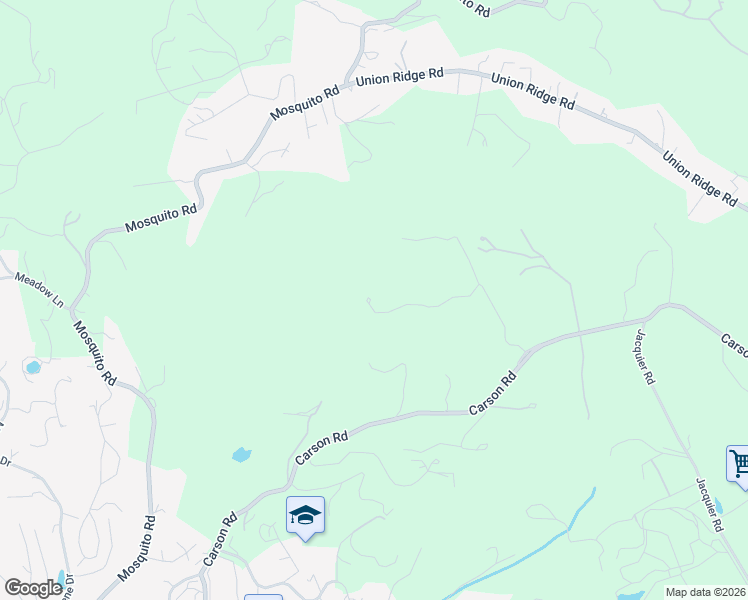 map of restaurants, bars, coffee shops, grocery stores, and more near 2399 Kingsgate Road in Placerville