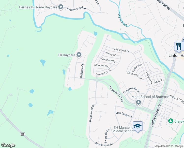 map of restaurants, bars, coffee shops, grocery stores, and more near 13151 Ormond Drive in Bristow