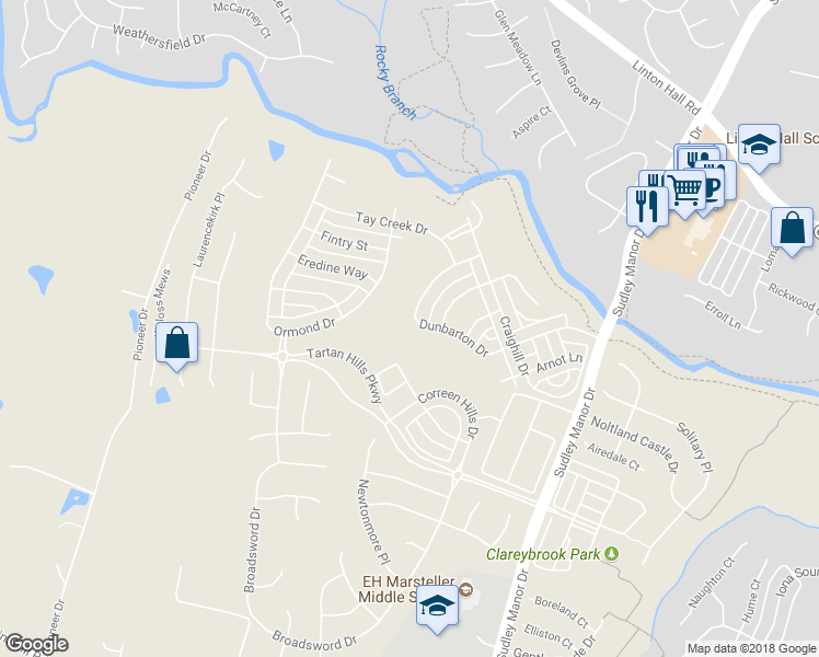 map of restaurants, bars, coffee shops, grocery stores, and more near 12925 Dunbarton Dr in Bristow