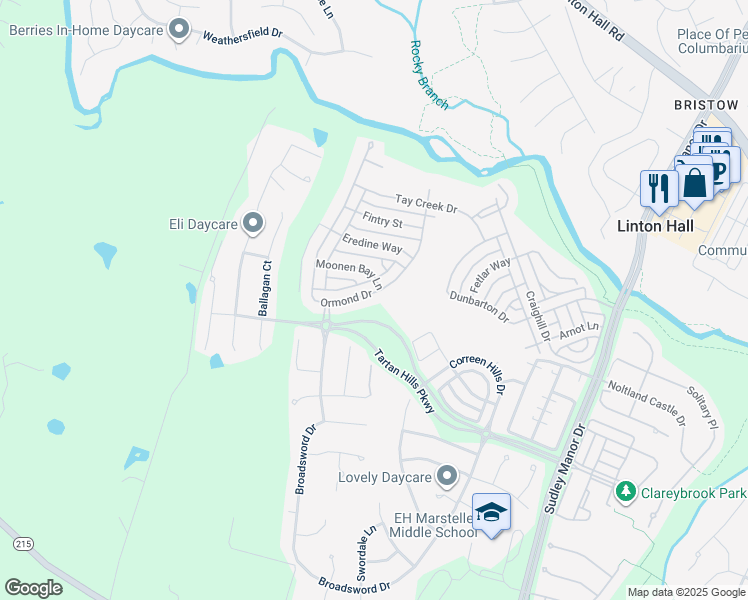 map of restaurants, bars, coffee shops, grocery stores, and more near 13085 Ormond Drive in Bristow