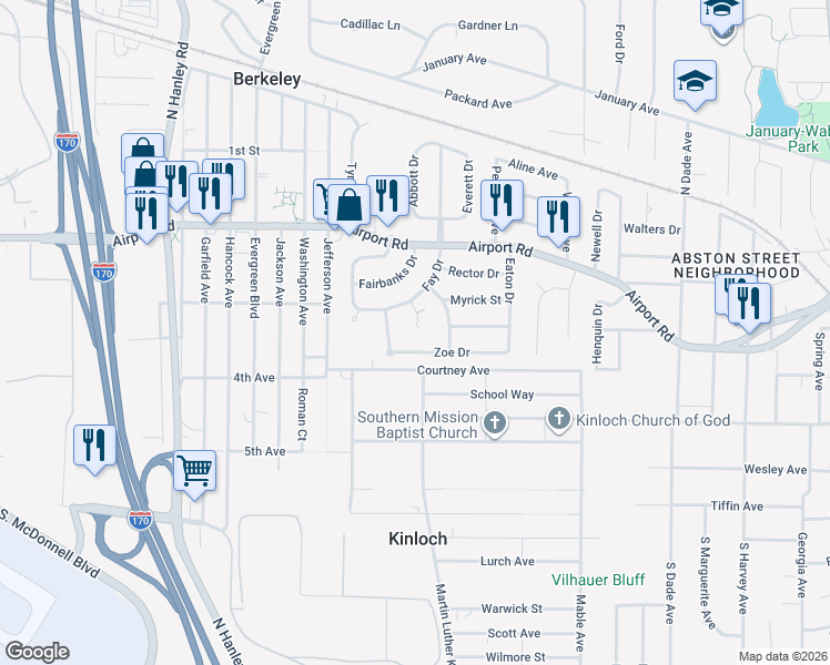 map of restaurants, bars, coffee shops, grocery stores, and more near 6001 Nevis Court in Berkeley