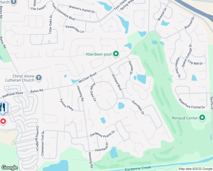 map of restaurants, bars, coffee shops, grocery stores, and more near 37 Indigo Bush Court in O'Fallon