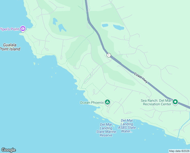 map of restaurants, bars, coffee shops, grocery stores, and more near 274 Fish Rock in Sea Ranch