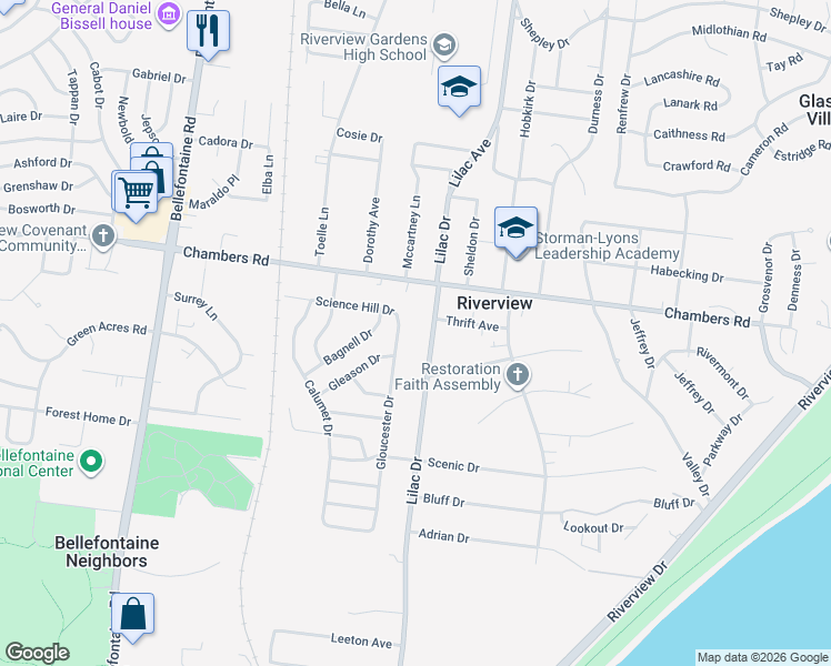 map of restaurants, bars, coffee shops, grocery stores, and more near 9929 Lilac Drive in St. Louis