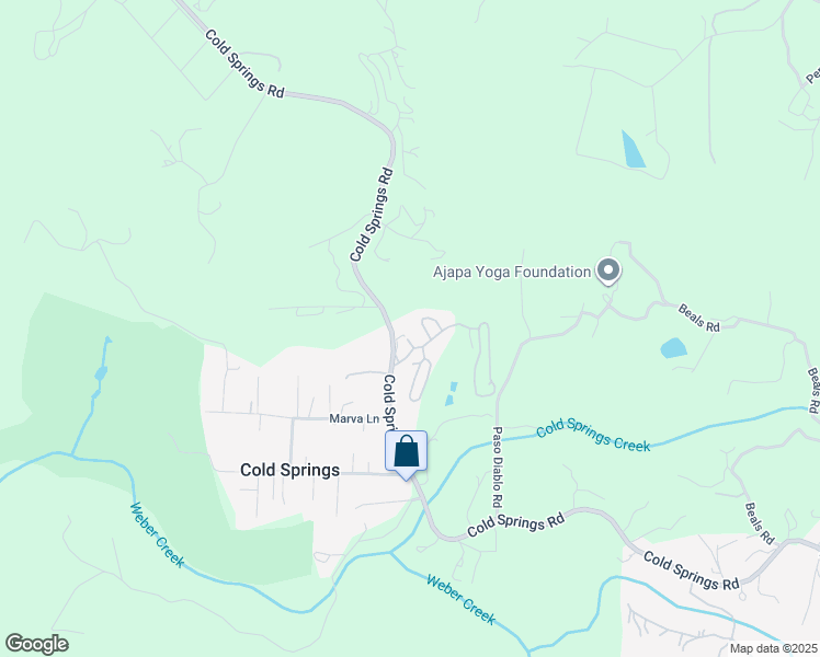 map of restaurants, bars, coffee shops, grocery stores, and more near 1525 Cold Springs Road in Placerville