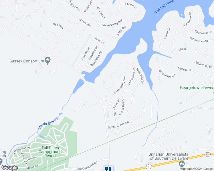 map of restaurants, bars, coffee shops, grocery stores, and more near 14640 Lakelands Drive in Lewes