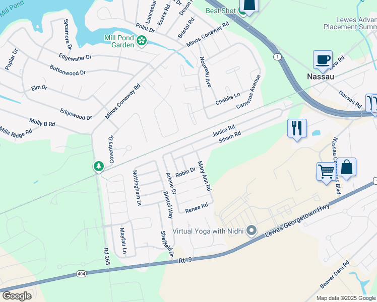 map of restaurants, bars, coffee shops, grocery stores, and more near 31623 Siham Road in Lewes