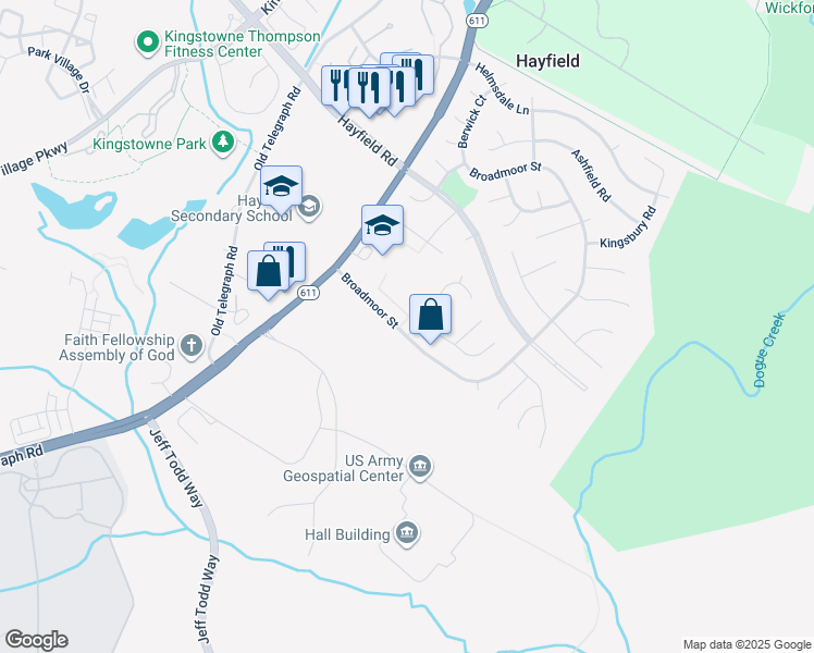 map of restaurants, bars, coffee shops, grocery stores, and more near 5426 Broadmoor Street in Alexandria