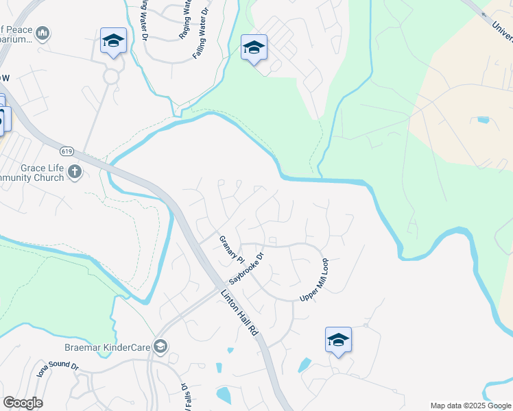 map of restaurants, bars, coffee shops, grocery stores, and more near 9656 Saybrooke Drive in Bristow