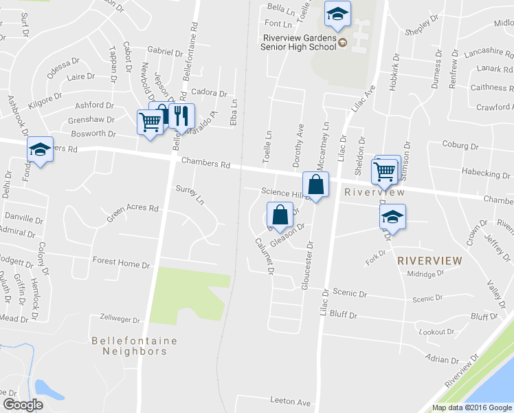 map of restaurants, bars, coffee shops, grocery stores, and more near 9942 Calumet Drive in Saint Louis