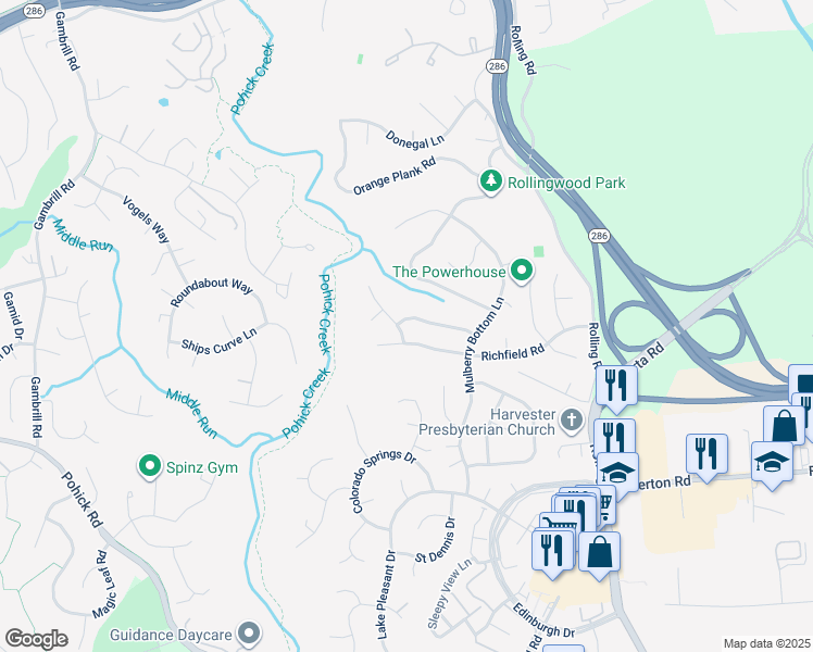 map of restaurants, bars, coffee shops, grocery stores, and more near 7773 Turlock Road in Springfield