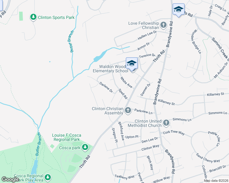 map of restaurants, bars, coffee shops, grocery stores, and more near 5908 Darlene Drive in Clinton