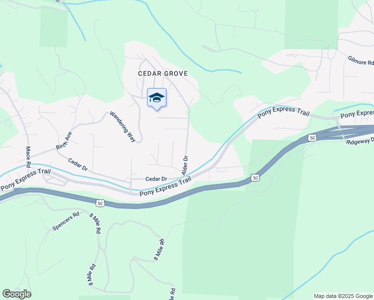 map of restaurants, bars, coffee shops, grocery stores, and more near 2881 Alder Drive in Camino