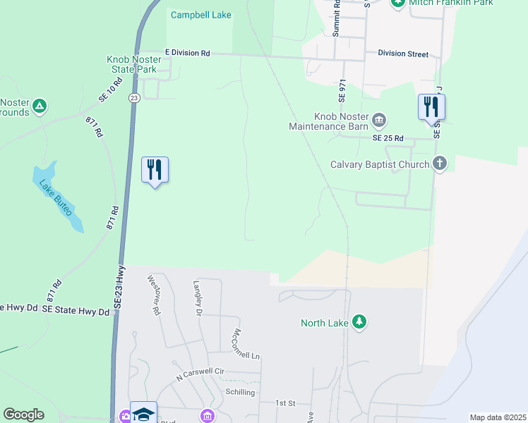 map of restaurants, bars, coffee shops, grocery stores, and more near 51 Southeast 951 Road in Knob Noster