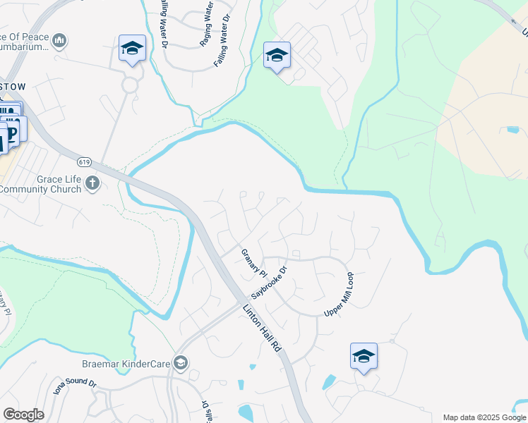 map of restaurants, bars, coffee shops, grocery stores, and more near 12100 Wallower Way in Bristow