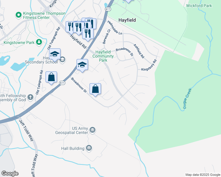 map of restaurants, bars, coffee shops, grocery stores, and more near 7800 Suffolk Court in Alexandria