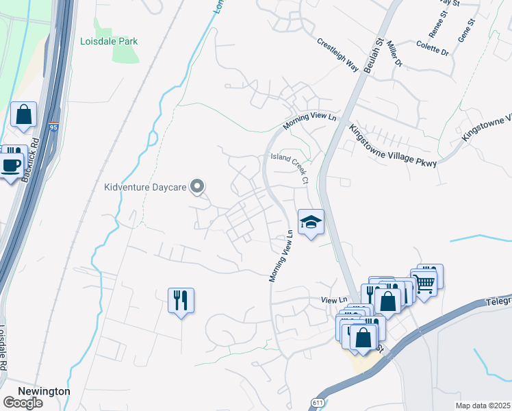 map of restaurants, bars, coffee shops, grocery stores, and more near 7746 Desiree Street in Alexandria