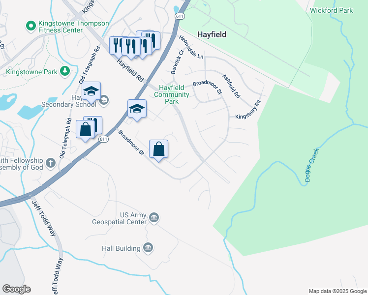 map of restaurants, bars, coffee shops, grocery stores, and more near 7800 Suffolk Court in Alexandria