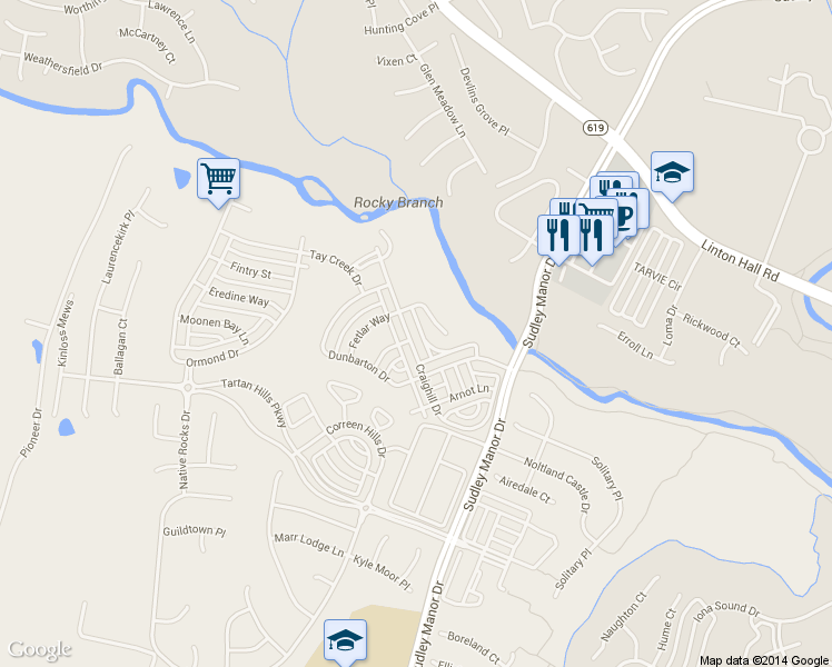 map of restaurants, bars, coffee shops, grocery stores, and more near 9667 Craighill Drive in Bristow