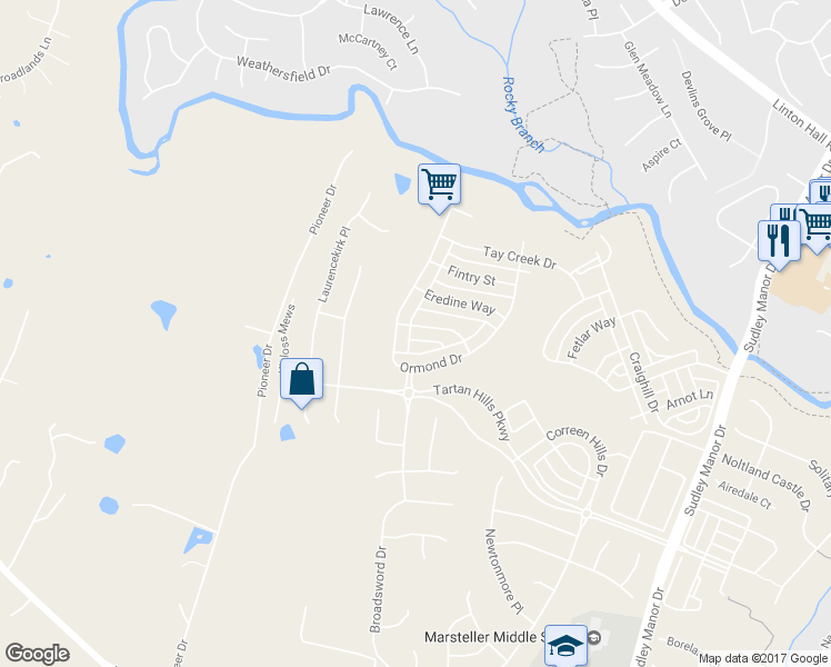 map of restaurants, bars, coffee shops, grocery stores, and more near 9502 Moonen Bay Lane in Bristow