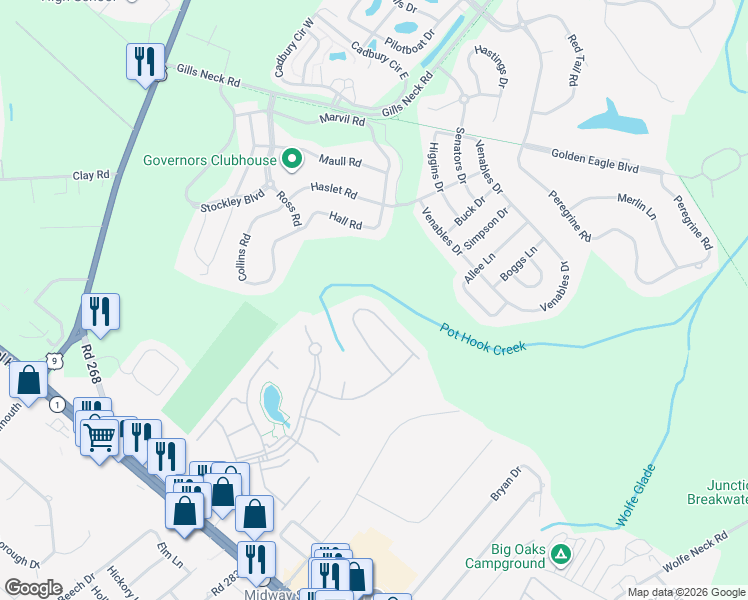 map of restaurants, bars, coffee shops, grocery stores, and more near 35213 Seaport Loop in Lewes