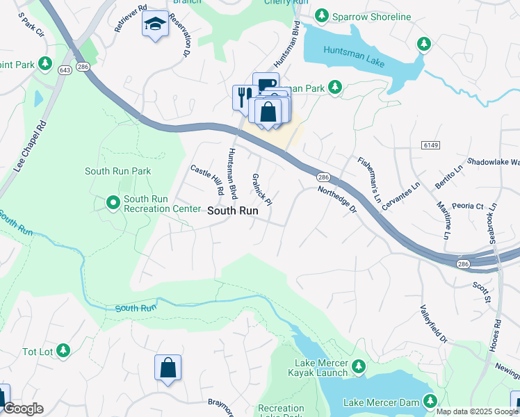 map of restaurants, bars, coffee shops, grocery stores, and more near 7618 Gralnick Place in Springfield
